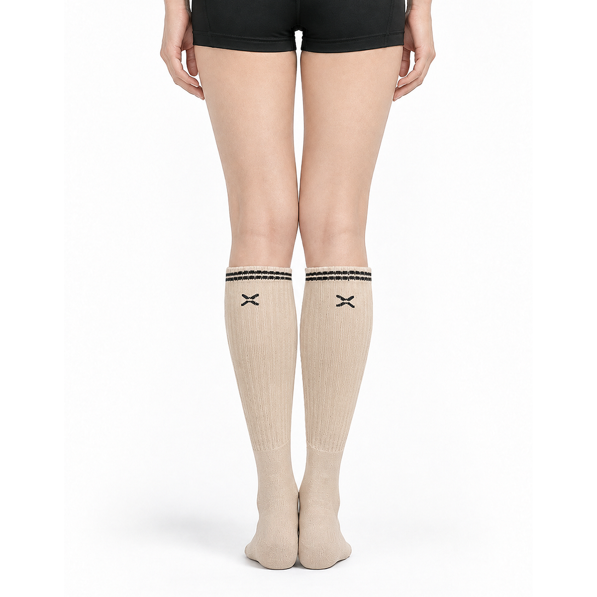 Women's Over-the-Calf Grip Socks - Beige